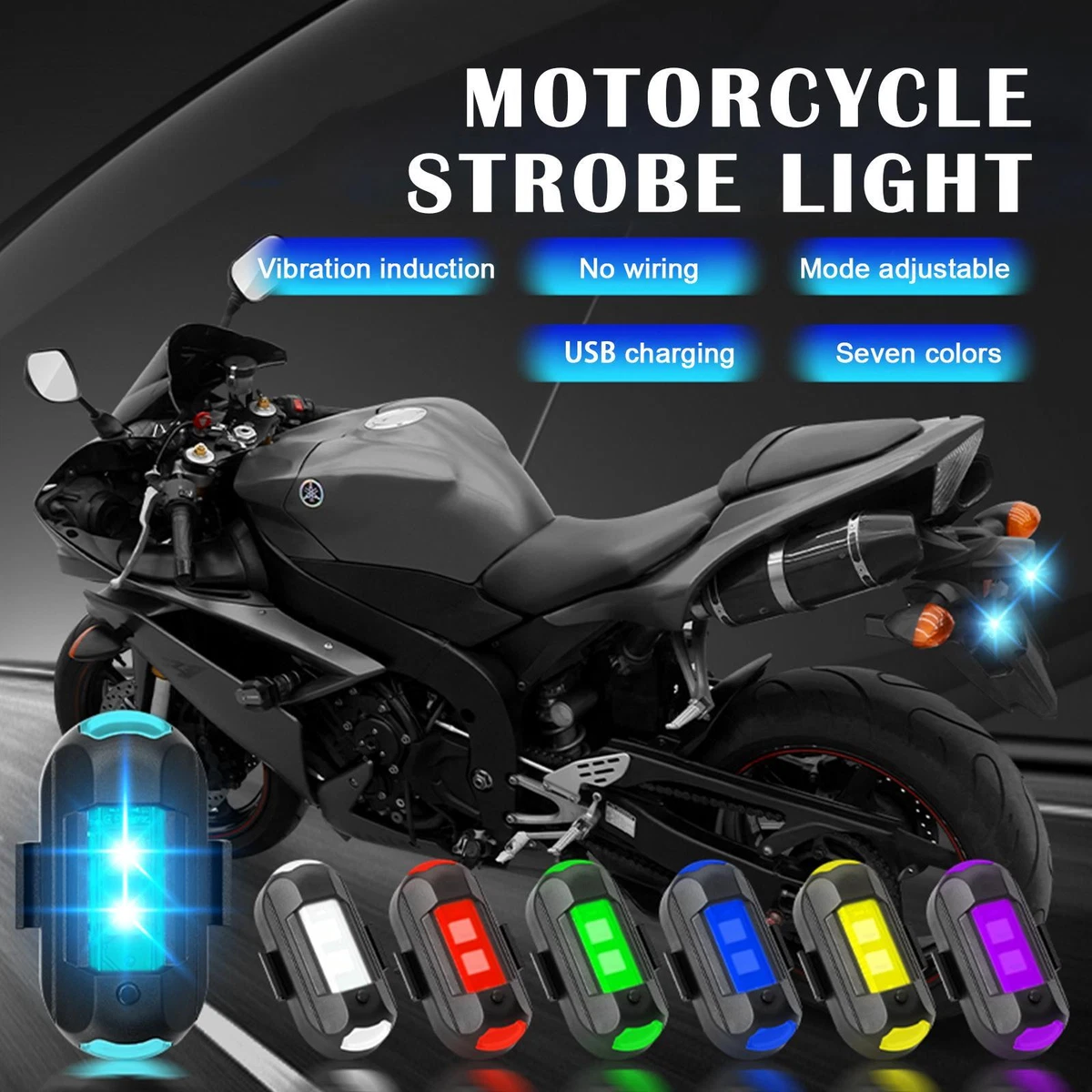 7-Color LED Aircraft Strobe Light And USB charging Motorcycle