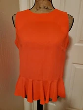 Belle + Sky Women's Size M Neon Orange Sleeveless Zip Up Fitted Top