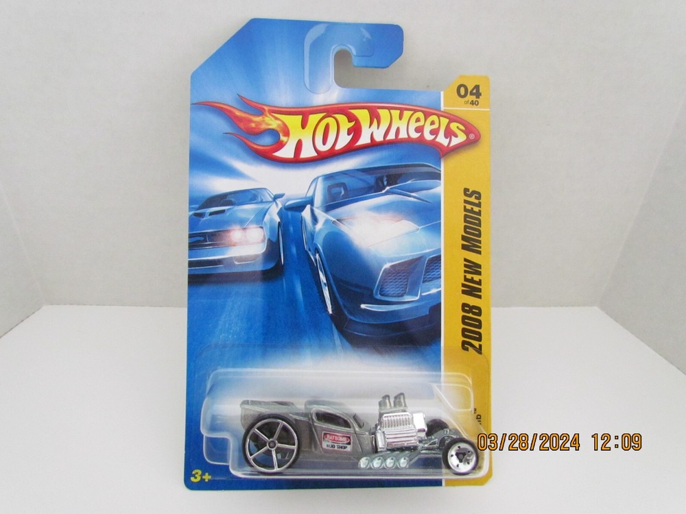 HOT WHEELS 2008 NEW MODELS RATBOMB GRAY METAL BASE DRAGSTER B-YW