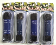 Allary Black Boot Laces 54" 137 cm - 4 Packs, 4 Pair