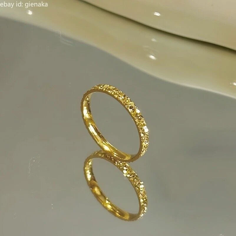 Pure 999 24K Yellow Gold Lucky Shiny Rings Men Women Band US Size 4/5/6/7/8 - Image 3 of 4