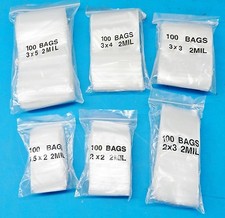 600 Zip Seal Lock Bags Clear 2mil 6 Assorted Baggies 1.5x2 2x2 2x3 3x3 3x4 3x5