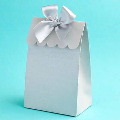 Silber Delivered With Love Geschenkboxen oder Party Gastgeschenkboxen 14 cm x 8,5 cm