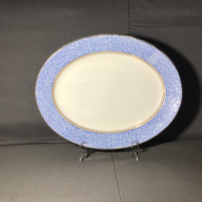 Vintage Palissy Ware 'Mayfair' blau Design ovale Servierplatte mit Goldrand gebraucht