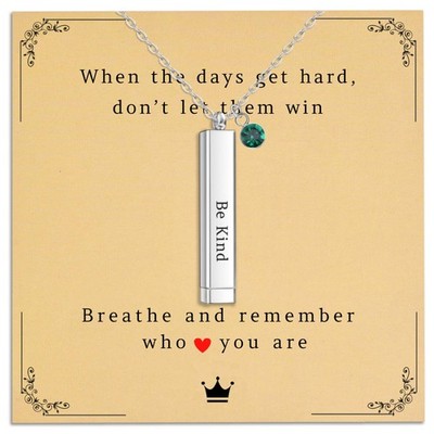 Be Kind Of A B Necklace Hidden Message Square Tube Vertical Bar Remember Wh - 10