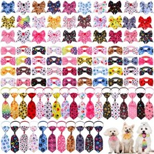 100 Pieces Dog Bow Tie Collar Set Include 40 Dog Neckties, and 30 Paw Bone