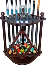 Pool Cue Rack Floor Stand Holds 8 Sticks Solid Hardwood
