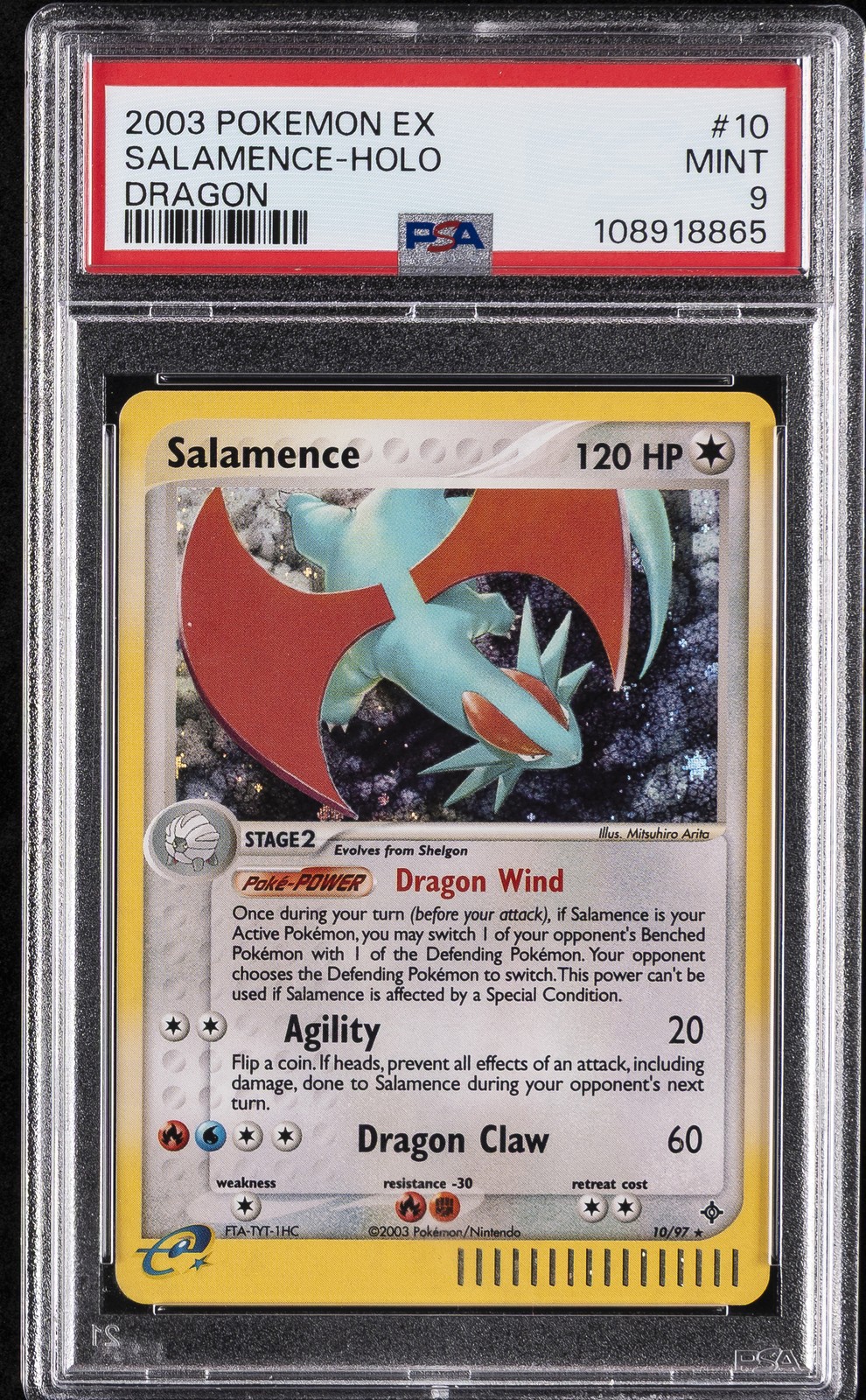 2003 POKEMON EX DRAGON #10 SALAMENCE-HOLO PSA 9