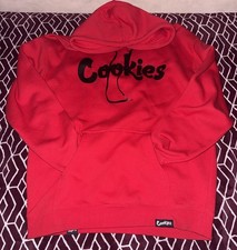 Cookies Sf Red Fleece Pullover Hoodie Graphic Print Drawstring Long Sleeve Men