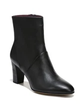 FRANCO SARTO Womens Black Vented Pia Round Toe Block Heel Leather Booties 8.5 M