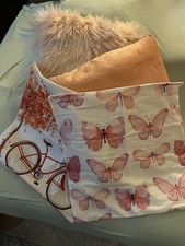 Set Of 2 16 Inch Pillows, Pink And Fluffy Pink,  2 Covers, Butterflies And Fall