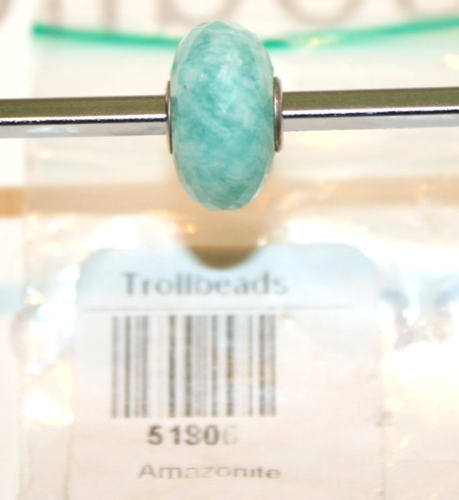 New TROLLBEADS 51806-2 Amazonite Bead Sterling Silver Core Stamped LAA 925S RARE - Picture 2 of 14