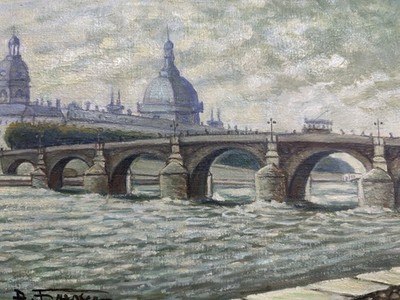Oil On Canvas Signed: Pont de la Guillotière Lyon Rhône Post-Impressionism