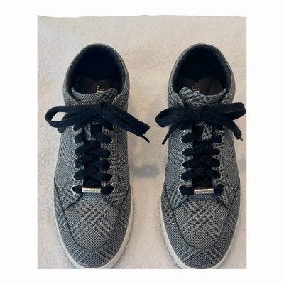 Jimmy Choo Miami Glitter Stars Hightop Sneaker Women s Size 7 (Authentic)