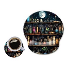 Mouse Pad with Wrist Rest 9x10 Inch Ergonomic Support Book Moon Office Decor