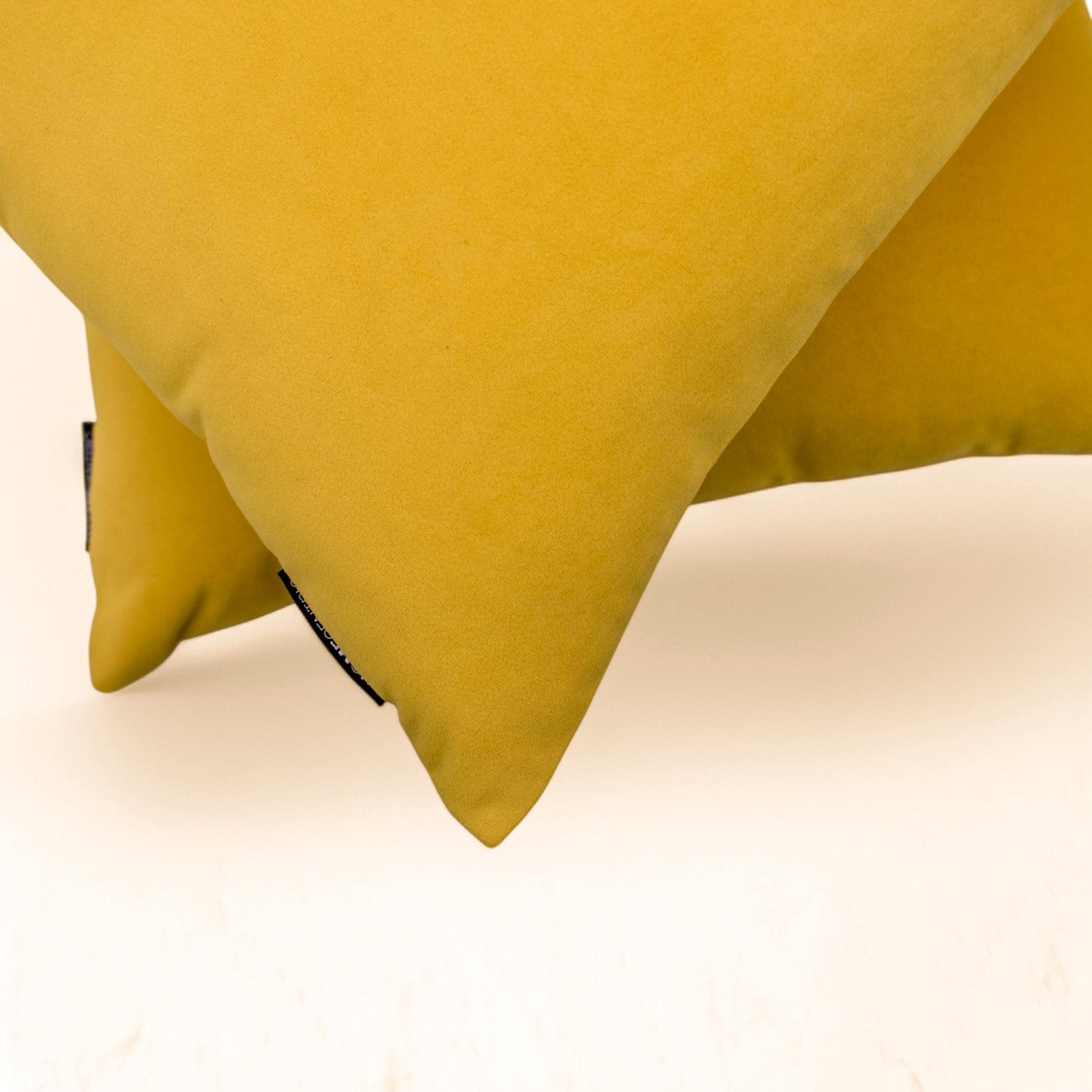 Mustard Yellow Velvet Throw Pillow Covers, Pack of 2-Mustard Yellow Velvet