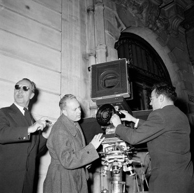 Henri Decoin giving instructions to cameraman before start of firs- Old Photo