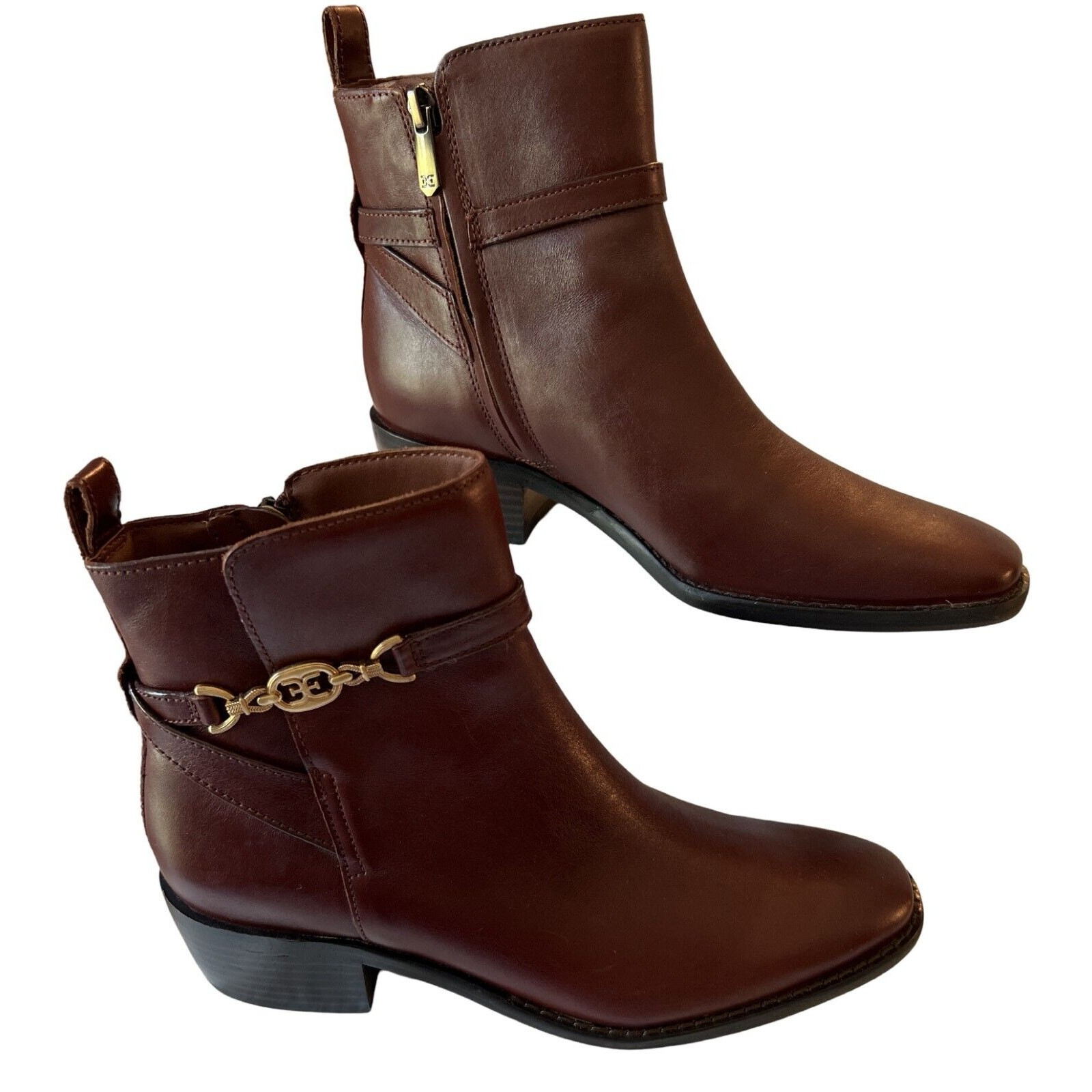 Sam Edelman Boots Womens Size 6.5 Leather Brawley Boot Side Zip Flat Heel Wester