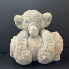 Cloud Island Elephant Lovey Security Blanket Gray White Plush
