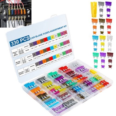330Pcs Car Fuses Assortment Kit Mixed Blade Fuses 2A-40A for Car RV Boat Truck