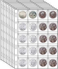 10 Sheets 20 Pockets Coin Collecting Pages Coin Pocket Inserts Sleeves