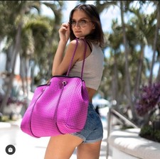 Pink Neoprene Beach Tote Bag Lightweight Travel Handbag for Women USA