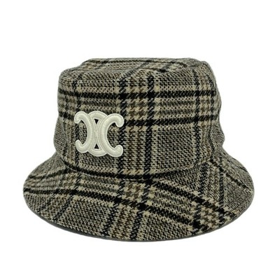 CELINE Black Beige Brown Wool Hat