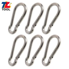 Set Of 6 440 Lbs 304 Stainless Steel Spring Snap Hook Carabiner Clips