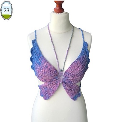 Schmetterling Häkel-Top   Butterfly Crochet Top, Festival Top, Yoga Top, Y2K Sty