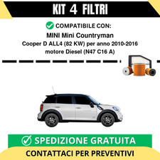 Kit 4 Filtri Tagliando per MINI Mini Countryman Cooper D ALL4 82 kw Diesel 20...