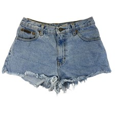 Vintage 90s Calvin Klein Denim Jeans Shorts Womens 5 High Rise Frayed Made USA