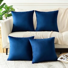 Set of 4 Decorative Throw Pillow Covers Soft 16" x 16" Pack of 4 Navy Blue