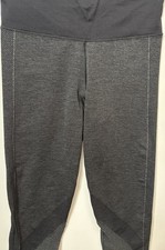 Athleta - Heathered Gray Leggings Black Mesh Panels, Size XL