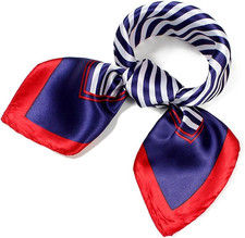 Womens 23.6 inch Satin Silk Feeling Formal Square Neck Scarf Head Hair Wraps Ker