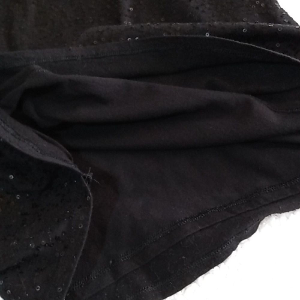 Black sequin mini Express dreamweight cotton dress - image 9