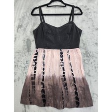 American Eagle Sleeveless Fit Flare Dress Size M Black Pink Tie Dye Back Cutout
