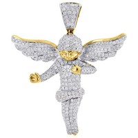 JFL Diamonds 10K Gelbgold Engel-AnhäNger Diamant Pave Mini Charm 2,45 Ct
