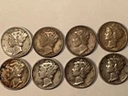 Lot Of 8 Mercury Silver Dimes