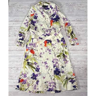 Karen Millen Floral Botanical Midi Trench Coat With Belt UK 10 US 6 NWT
