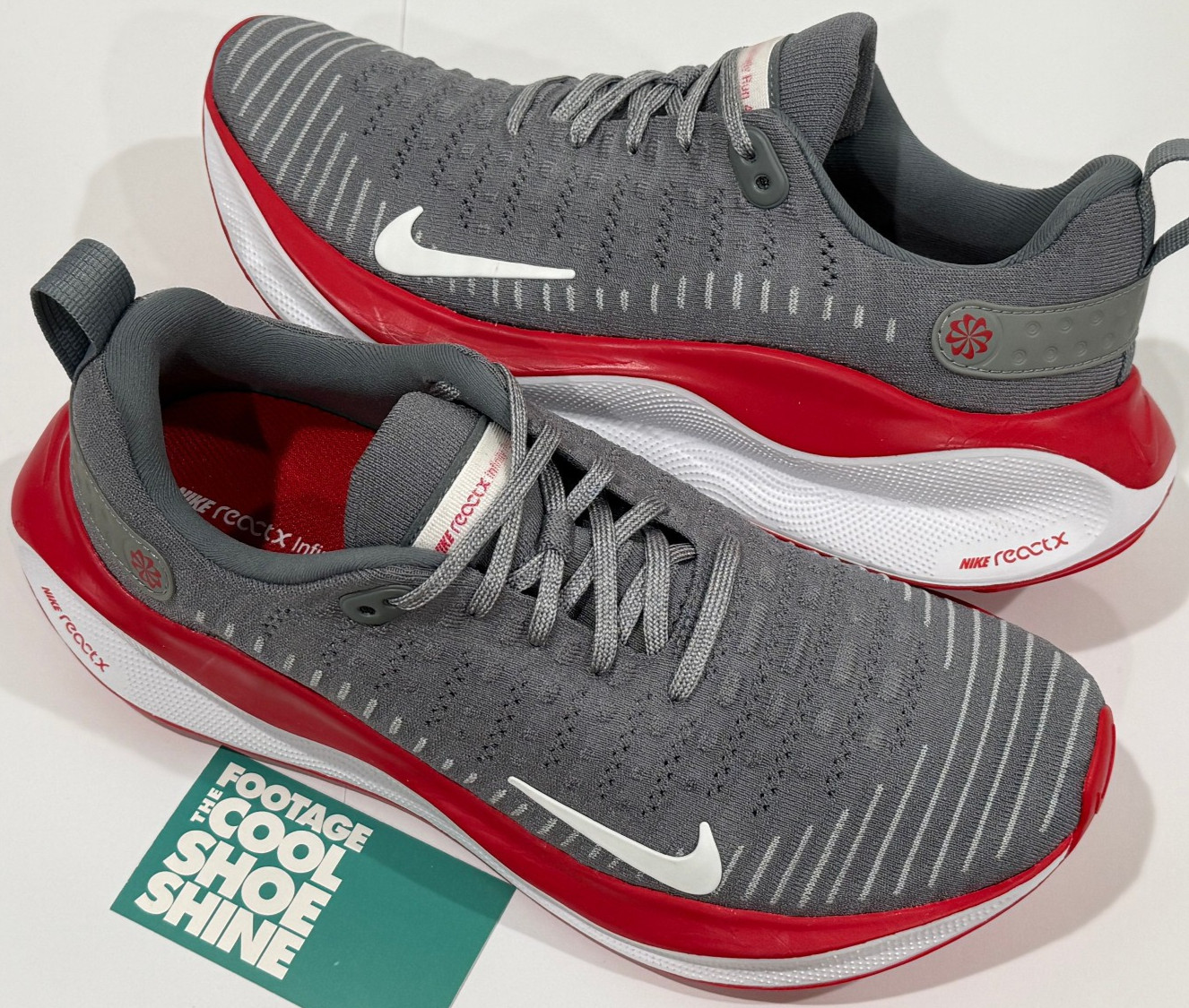 NIKE REACT X INFINITY RUN 4 TB COOL GREY WHITE UNIVERSITY RED FJ1222-019 9.5 8 image 2