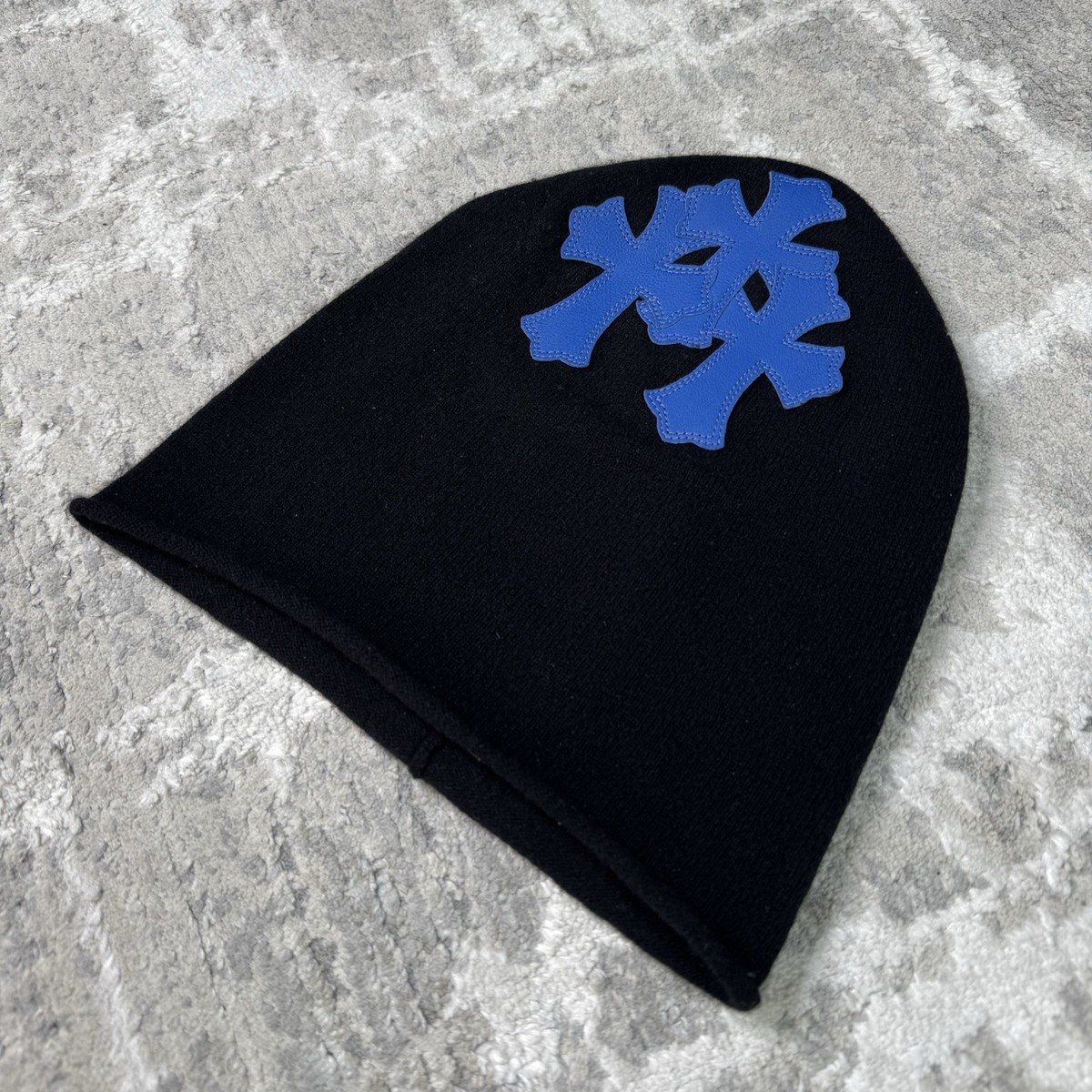 Chrome Hearts Triple cross Leather Patch Ski Mask Beanie | eBay