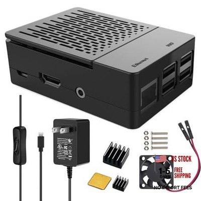 Case for Raspberry Pi 3 Kit with 3010 Quiet Fan, 3 Pcs Heatsinks, 5V 3A Micro