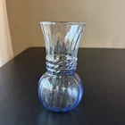 Vintage ANCHOR HOCKING Blue Optic Swirl Braided Rope Flower Vase