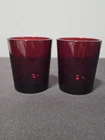Vintage Anchor Hocking Royal Ruby Red Glass Votive Candle Holders Shot Glasses
