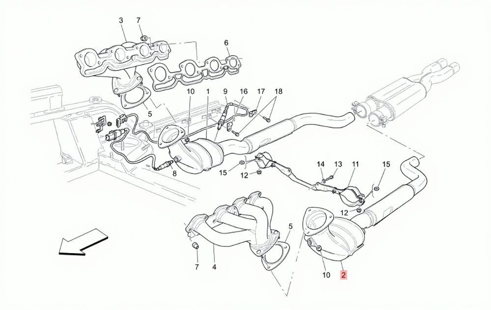 Maserati GranTurismo 2008-2019 Front Left Downpipe P/N 225504