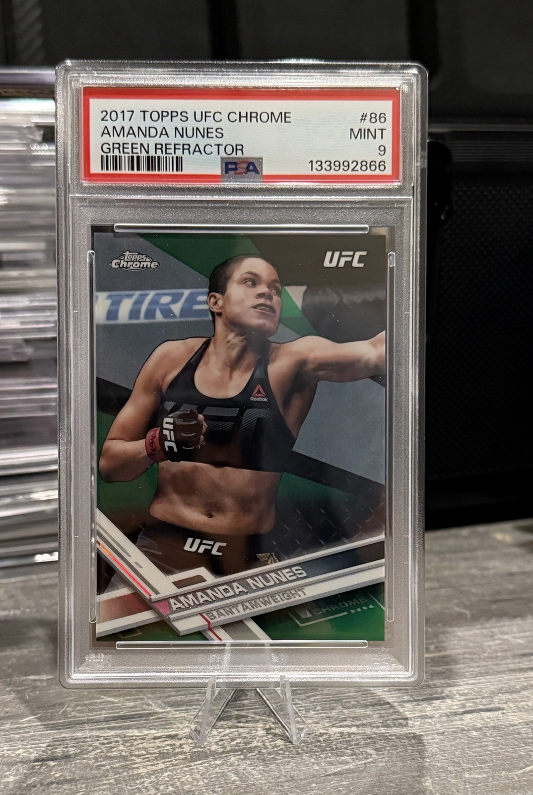 2017 TOPPS CHROME - UFC AMANDA NUNES GREEN REFRACTOR #86 /99 PSA 9 POP 1 🦁🔥🔥 view 1