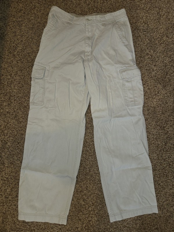 Men's Vintage Y2K Baggy Wide leg Old Navy Khaki Cargo Pants 34/32