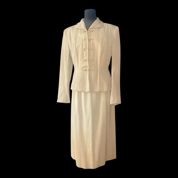 rare 1940s sage green vintage blazer skirt gabardine