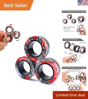 3Pcs Magnetic Rings Fidget Toy Set, ADHD Anxiety Magnetic Fidget Toys Adults ...