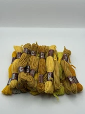 Vintage DMC Tapestry Wool Lot of 20 Assorted Yellow Skeins